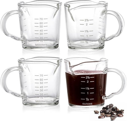 Hacaroa 4 Pack Double Spouts Measuring Cups Espresso Shot Glass by Hacaroa