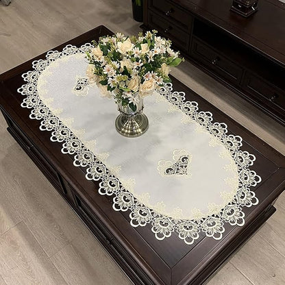 Coffee Tablecloth for Living Room Center Table Doilies Embroidery Lace by COMFEELING