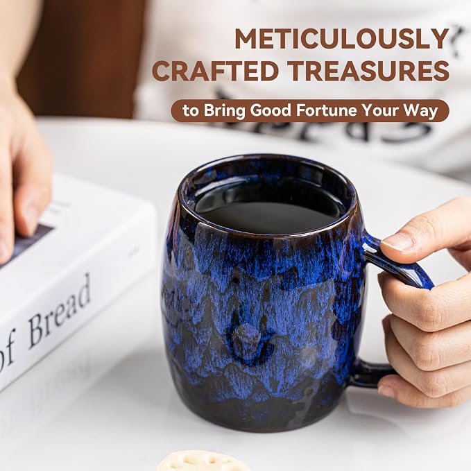 Midnight Blue Ceramic Coffee Mug 14oz - Image 6