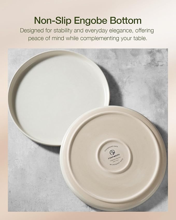 Famiware Milkyway 16-Piece Stoneware Plates and Bowls, Matte Beige White | - Image 5