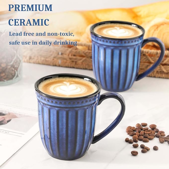 Coffee Mugs Set of 4, 16oz Navy Blue Ceramic Coffee Mug - Image 8