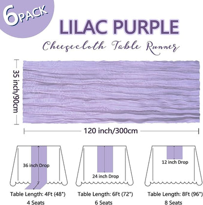 6 Pack Lilac Purple Cheesecloth Table Runner 10Ft Lavender Gauze Cheese Cloth - Image 2