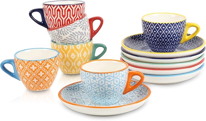 Selamica Ceramic 2 oz Espresso Cups, Small Expresso Coffee Cup Set by Selamica