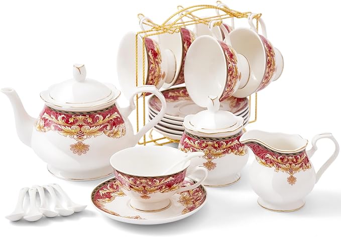 DUJUST 22 pcs Royal Vintage Porcelain Tea Set by DUJUST