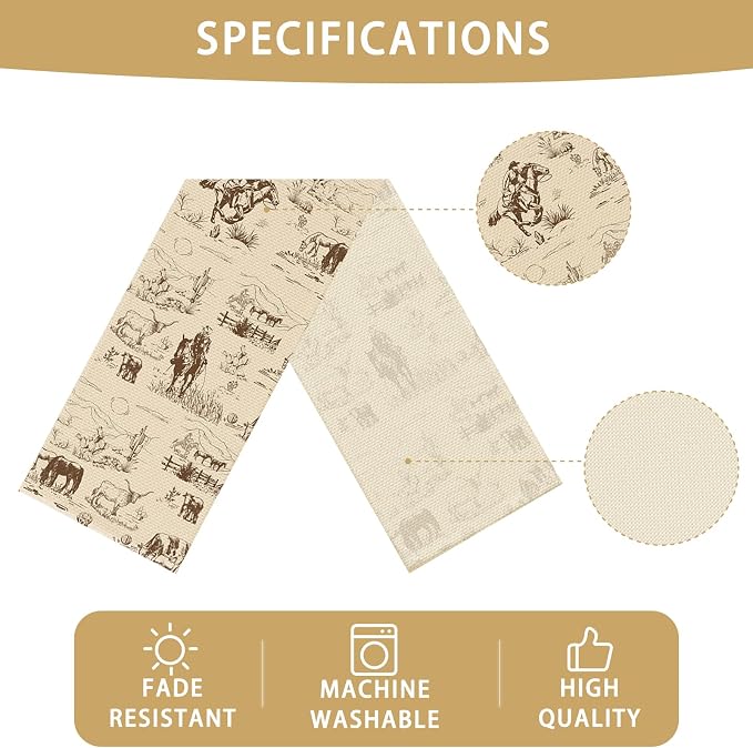 Cowboy Farm Table Runner Seasonal Spring Fall Kitchen Dining Linen Table - Image 6