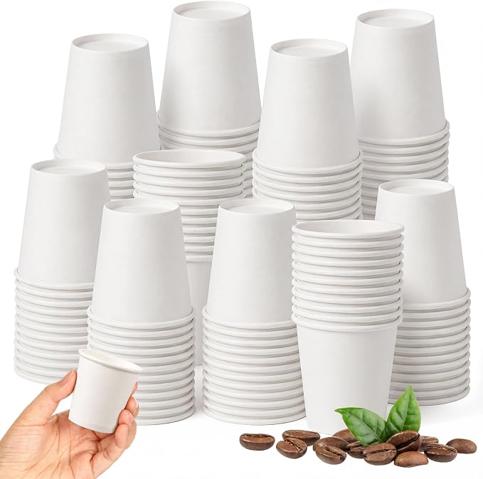 100 Pack 3oz Mini Coffee Cups Disposable Paper Cups Hot or Cold Beverage Cup by Unknown