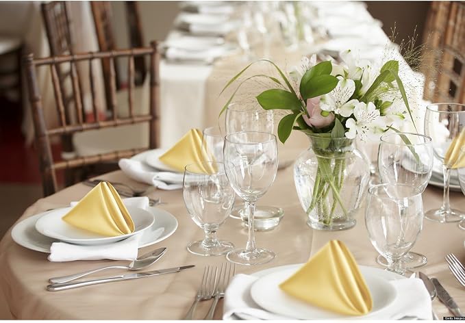 P Pothuiny 24 Pcs Gold Satin Napkins 17 x 17 Inch, Satin Cloth Napkins | Square - Image 7
