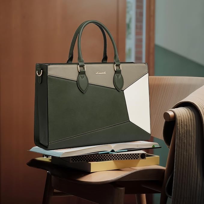 LOVEVOOK Laptop Bag for Women, 17 lnch Waterproof Lightweight Leather Tote Bag - Image 3