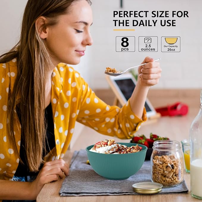 PYRMONT Unbreakable Cereal Bowl 26 OZ Alternative Plastic Bowls Reusable Wheat - Image 7