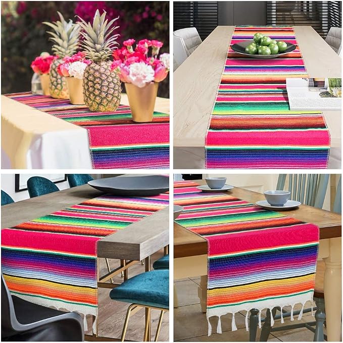 Fowecelt Mexican Serape Table Runner 14 x 84 Inch - Image 7