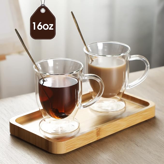 Gejoy 6 Sets Double Wall Glass Coffee Mugs - Image 2
