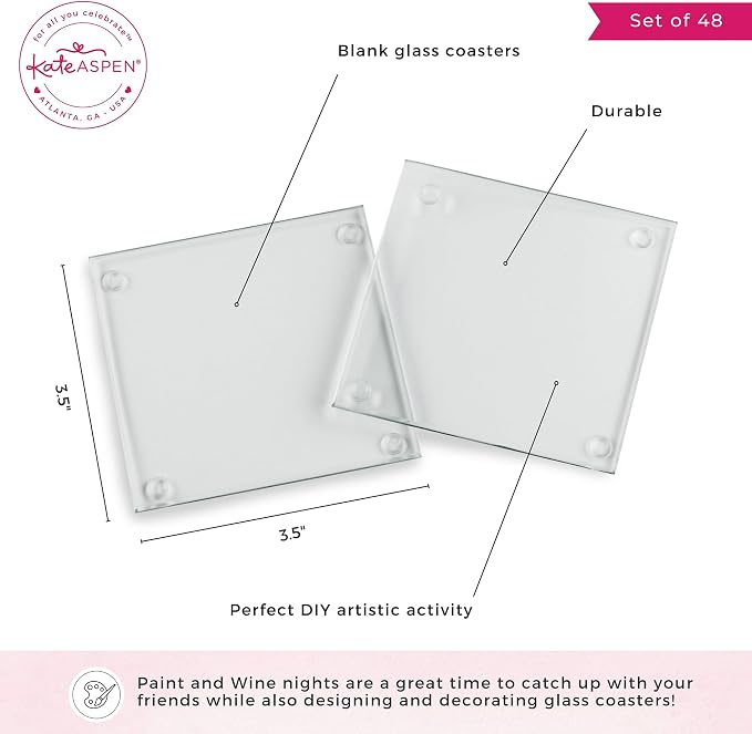 Kate Aspen Clear Glass Drink Coasters Set of 48 - Image 8