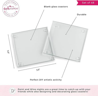 Kate Aspen Clear Glass Drink Coasters Set of 48 - Image 8