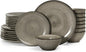 famiware Tempus Plates and Bowls Sets for 8, 24 Pieces Stoneware Dinnerware Sets, Dishes Set, Reactive Glaze Dishware Sets, Dishwasher & Microwave Safe - Castle Wall
