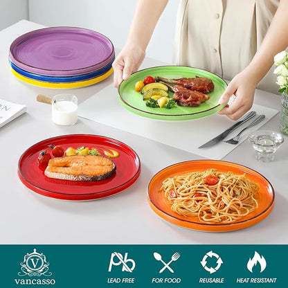 vancasso Bonita 10.5 Inch Dinner Plates, Ceramic Dinner Plate Set, Dinner Plates Set of 6, Large Dinnerware Plates for Kitchen, Microwave, Oven and Dishwasher Safe, Multicolor