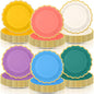 96 Pcs Boho Rainbow Paper Plates 9 Inch Colorful Scalloped Paper Plates Disposable Dinner Dessert for Birthday Wedding Bridal Party Supplies, 6 Colors