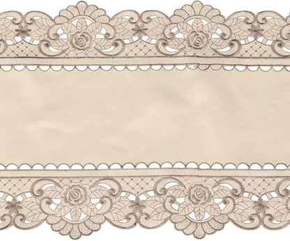 Arzoe Embroidered Lace Table Runner Elegant Vintage Mantel Scarf Dresser - Image 6