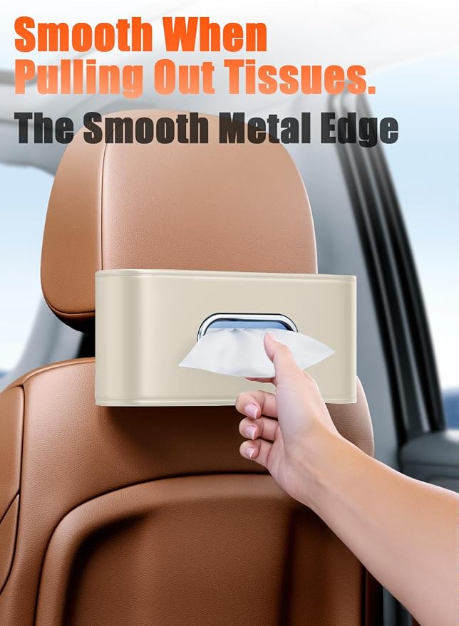 Car Tissue Holder, Car Kleenex Holder Fits 100-160 Count | Premium PU Leather - Image 8