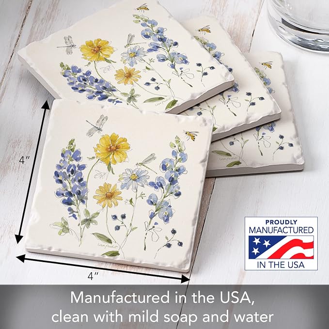 Thirstystone Lovely Blues 4 Pack Tumbled Tile Stone Coasters | 4" Square - Image 6