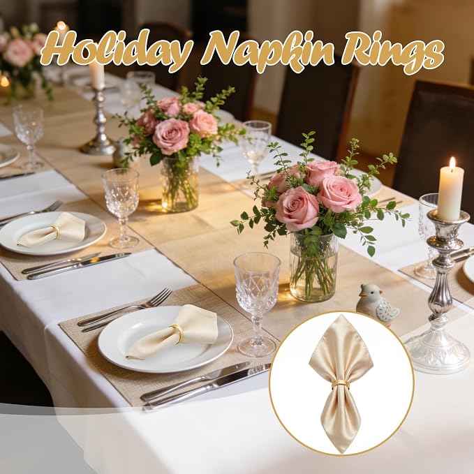 Napkin Rings Set of 6, Metallic Napkin Ring Holder Buckles | Napkin Ring Bulk - Image 4