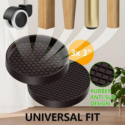 Non Slip Furniture Pads- 3"x3" Round Anti Skid Caster Cups Furniture Coasters - Image 5