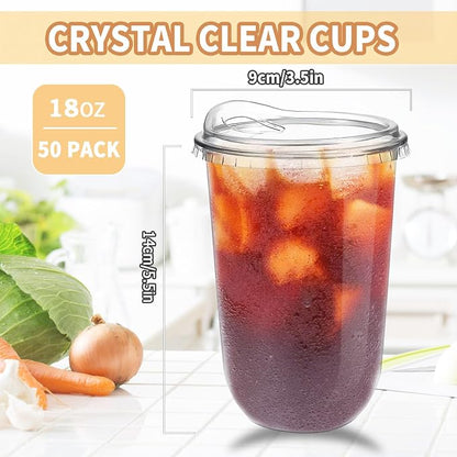 50 Pack 18 oz Clear Plastic Iced Coffee Cups - Image 2