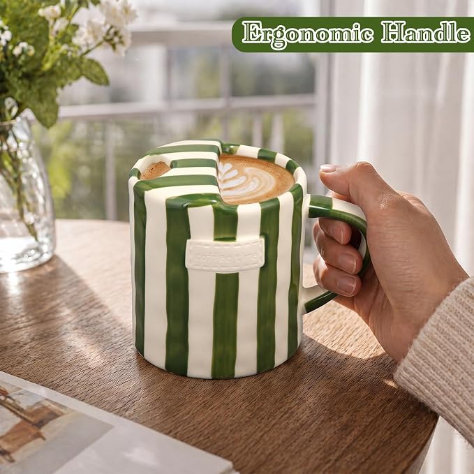 1 Pack Ceramic Coffee Mug with Sip Hole Espresso Cup 10oz with Straws Retro - Image 4