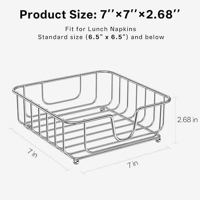 Napkin Holder for Table, Napkin Holders for Paper Napkins, Flat Metal Black - Image 2