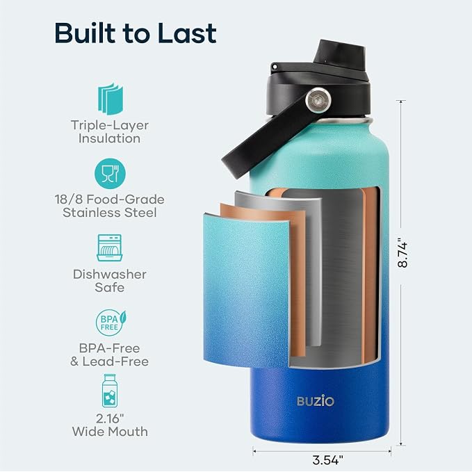 BUZIO Insulated Stainless Steel Water Bottle 32 oz - Image 4