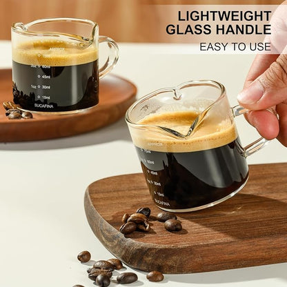 PARACITY Espresso Cup with Handle set of 2, Double Spout Glass Measuring Cup - Image 4