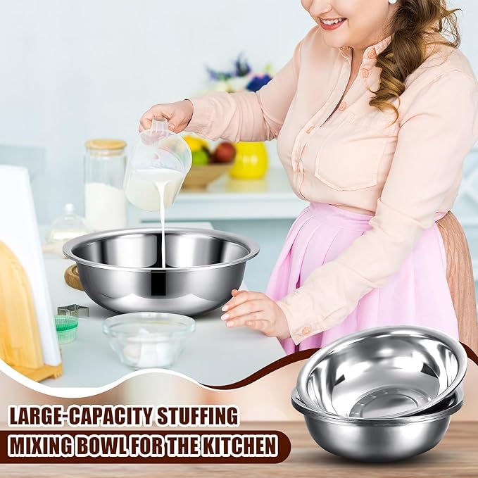Nuogo 4 Pcs Stainless Steel Mixing Bowls Metal Mixing Bowls Extra Large Basin - Image 3