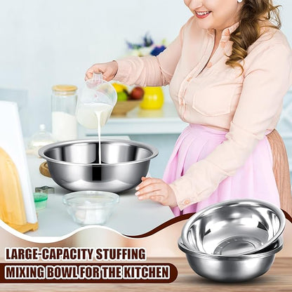 Nuogo 4 Pcs Stainless Steel Mixing Bowls Metal Mixing Bowls Extra Large Basin - Image 3