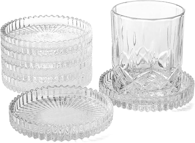 Glass Coasters Round Cup Mat, Decorative Wine Bottle Coaster, Crystal Drink by Unknown