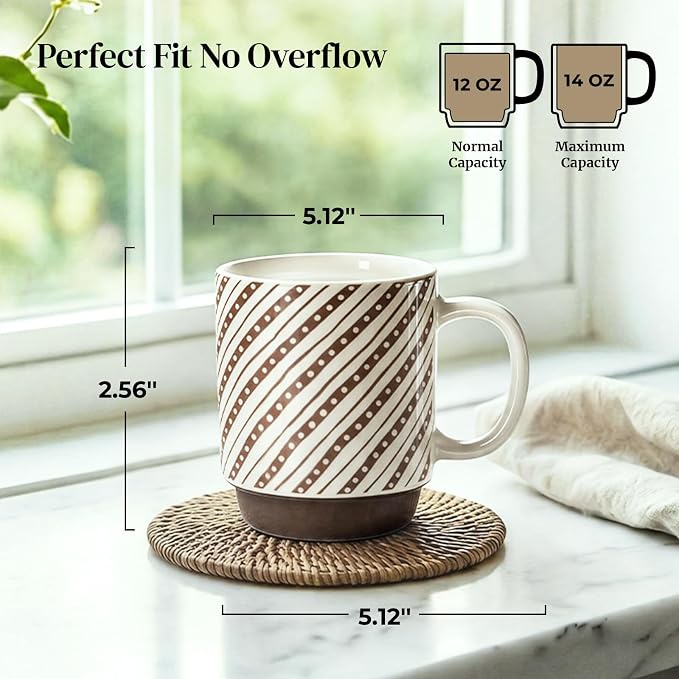 DOWAN Stackable Coffee Mugs, 12 oz Ceramic Coffee Mug Set of 4, Coffee Cups - Image 2