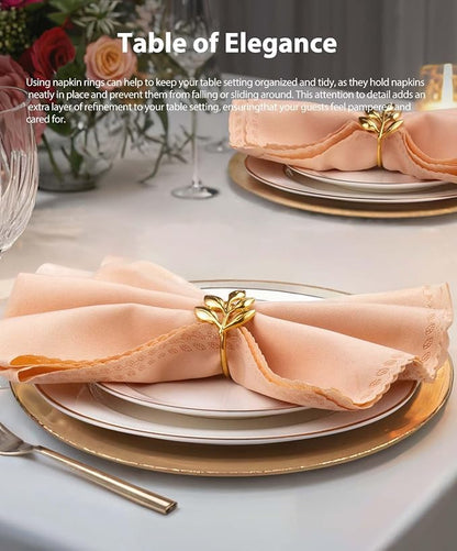 Leaf Napkin Ring Holder Set of 12 Gold Metal | Dining Table Decor, Wedding - Image 5