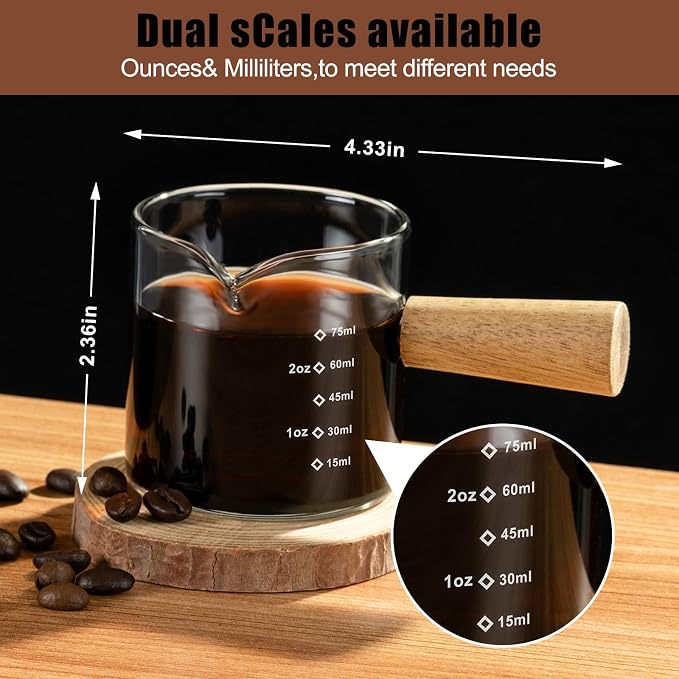 Espresso Cups Set of 2, 3OZ V-Shaped Mouth Espresso Shot Glass | Espresso Shot - Image 2