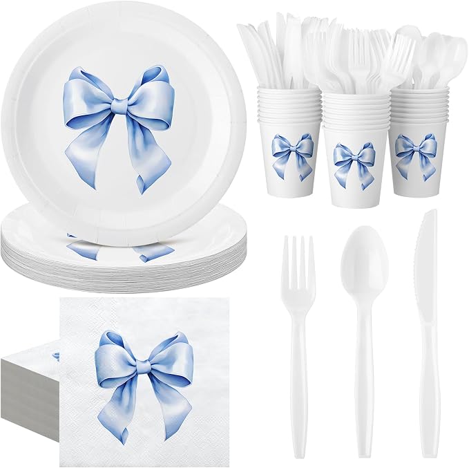 Sieral 144 Pcs Blue Bow Party Supplies Coquette Cute Supplies Bachelorette by Sieral