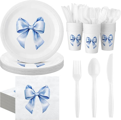 Sieral 144 Pcs Blue Bow Party Supplies Coquette Cute Supplies Bachelorette by Sieral