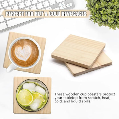 12 Pack 4 Inch Unfinished Square Wood Coasters - Image 7