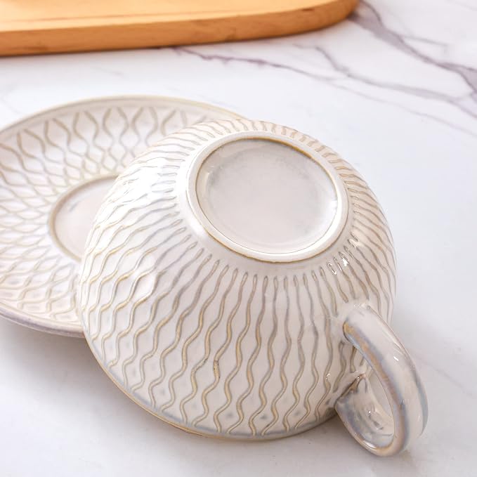Coffeezone Vintage Design 12 oz Ceramic Latte Art Cappuccino Barista Cup - Image 4
