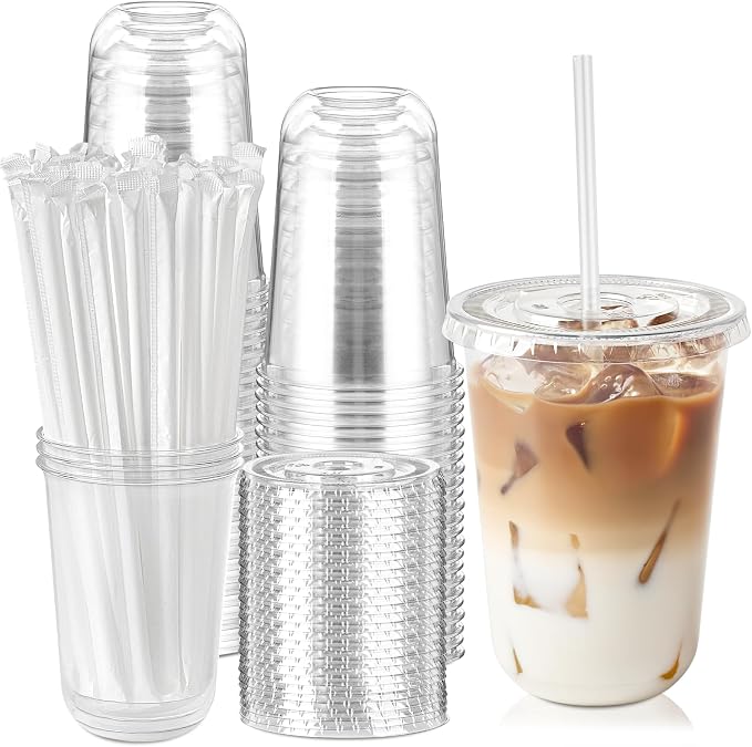 Soelomu 50 Sets 16oz Round Bottom Plastic Cups by Soelomu