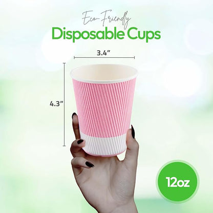 Restaurantware-12 Ounce Disposable Coffee Cups, 500 Ripple Wall Hot Cups - Image 3
