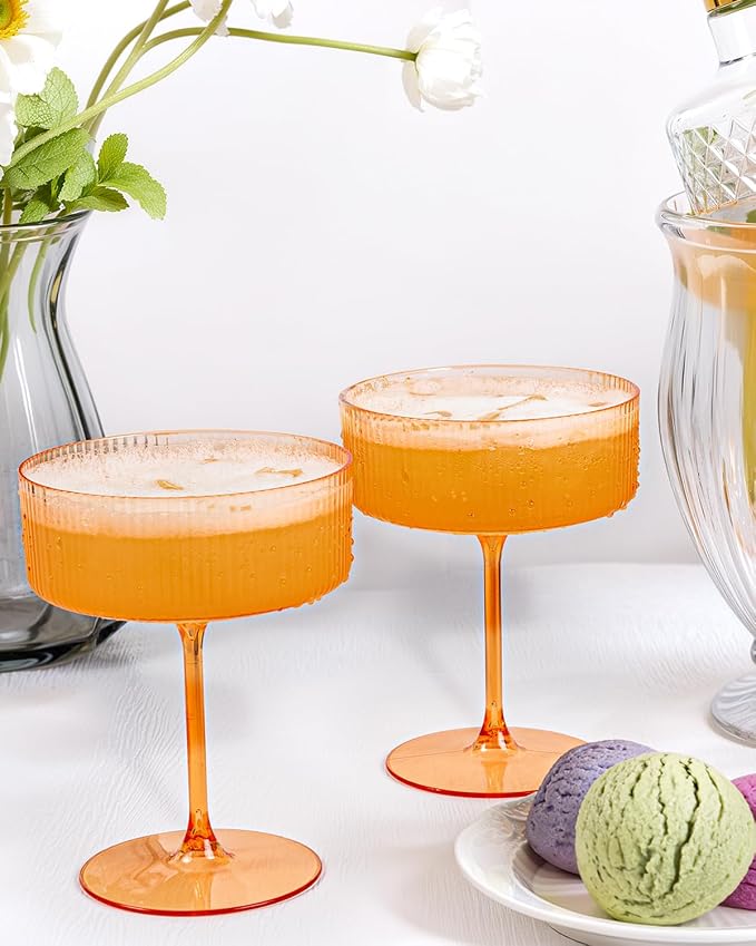 Ciaell 12 Pack Amber Plastic Martini Glasses - Image 5