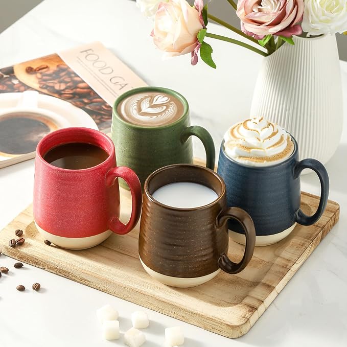 HASENSE 15 Ounce Porcelain Coffee Mugs Set of 4 - Image 3