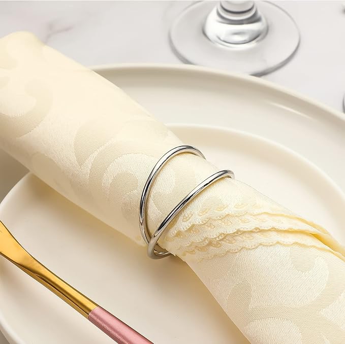 12 Pieces Gold Napkin Rings Metal Spiral Sliver Pink Napkin Rings Buckles - Image 3