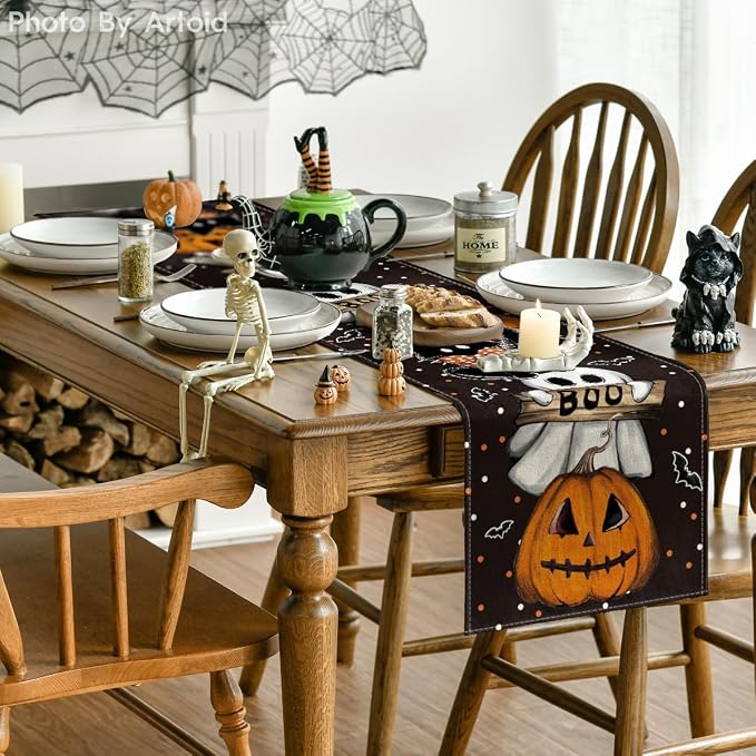 Artoid Mode 210 GSM Halloween Table Runner 13x108 Inch Home Party Decor | Polka - Image 4