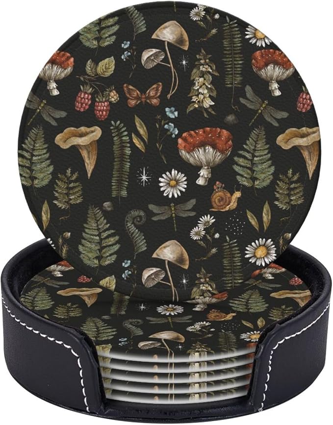 Mushroom Witch Witchy Vintage Plant Coasters - Image 2