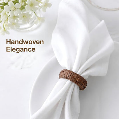Natural Cane Napkin Rings Set of 50, Handwoven Table Decor, Bohemian Coastal - Image 2