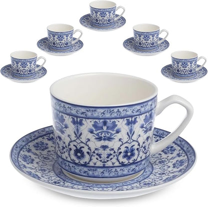 Zagara Home Mardin Porcelain Coffee Cup Set of 6, Espresso Cups and Saucers Set by Unknown