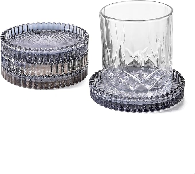 Glass Coasters Round Cup Mat, Decorative Wine Bottle Coaster, Crystal Drink by Unknown